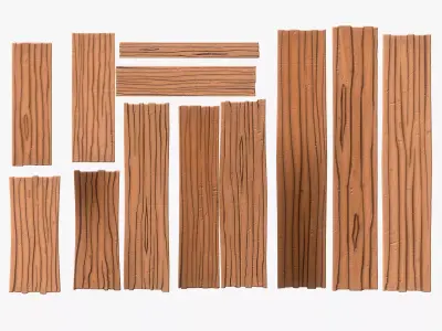 Stylized Wood Planks Low-poly 3D model