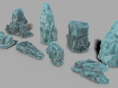 Mountain ice rocks - 3D Models PBR Pack 10 Low-poly 3D model