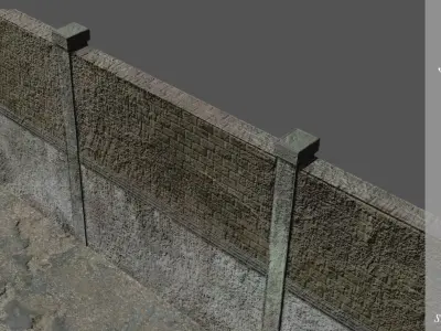 MODULAR WALLS - SIDEWALKS  FOR 3D COMPOSITIONS Low-poly 3D model Low-poly 3D model