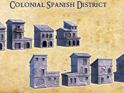 Colonial Spanish District Tabletop Terrain 28 mm 3D print model