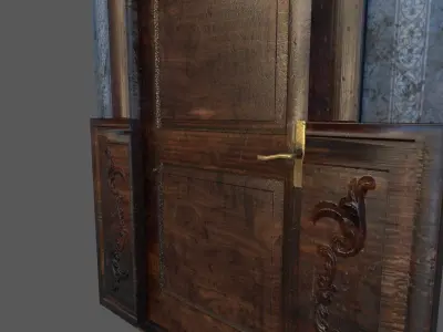 Old Wood Door Paper Low-poly 3D model