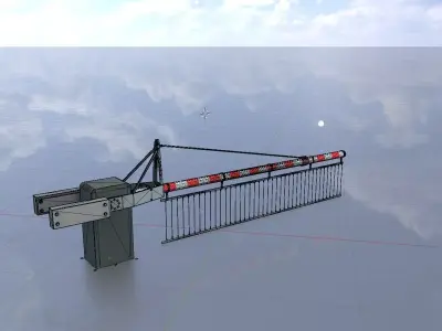 Railway Crossing Barrier 4 m with protective grid closed  Low-poly 3D model
