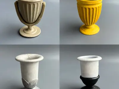 Street trash containers set 3D print model