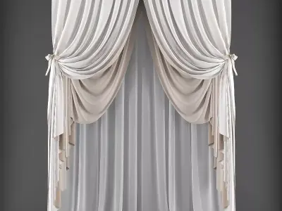Curtain with bows Low-poly 3D model
