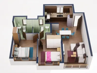 3D Floor Plan Model 34 3D model