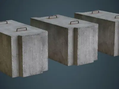 Concrete Barrier 5B Low-poly 3D model