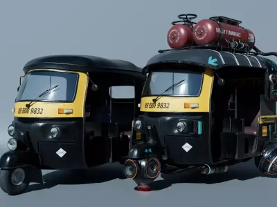 Scifi Auto Rikshaw Low-poly 3D model