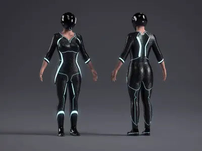 WOMAN SCI-FI BIKER 3D model