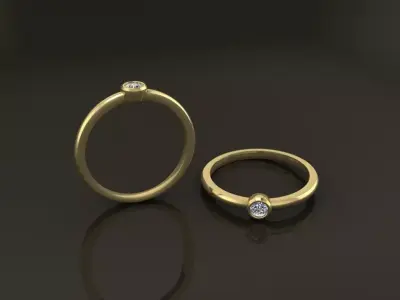 Bezel Single Diamond Ring 3mm Mix Size 3D print model