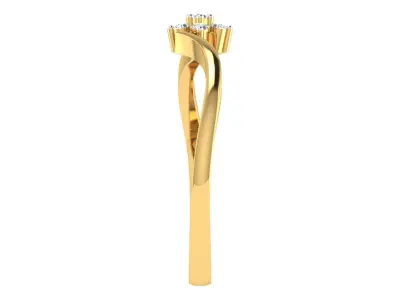 Light Weight Yellow Gold Diamond Ring  -ZA RN 1361 3D print model