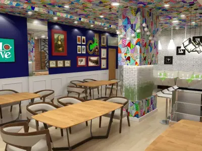 Modern industerial coffee shop 3d scene 3D model