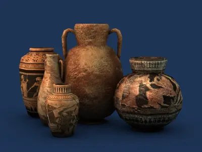 Low poly greek pottery Low-poly 3D model