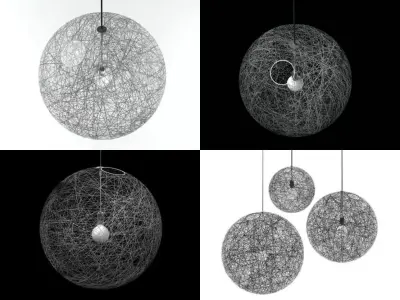 R L pendant lamp made of wires and balls 3D model
