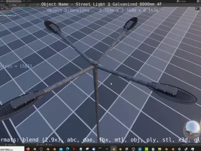 Street Light 1 Galvanized 8000mm 4F Low-poly 3D model