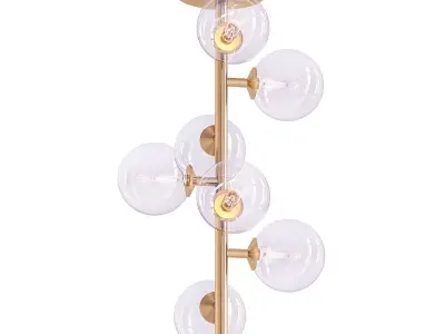 Oderem gold ceiling light with five glass globes 3D model