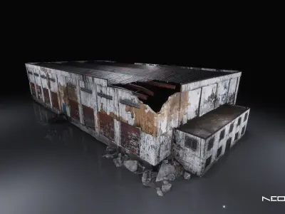 Destroyed Warehouse Low-poly 3D model