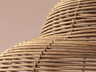 Spiral Shell Shaped Rattan Ceiling Lamp 3D model
