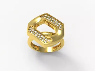 Chain Diamond Ring 3D print model