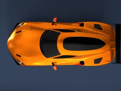 High Performance Orange Sports Car 3D Model  Blender Shaded Low-poly 3D model