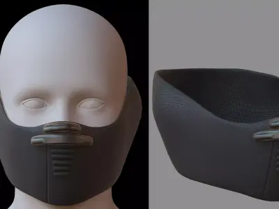 Gas mask helmet 3d model scifi Low-poly  Low-poly 3D model