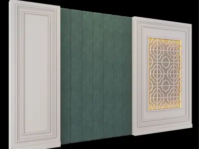 Panel door with gold pattern 3D model