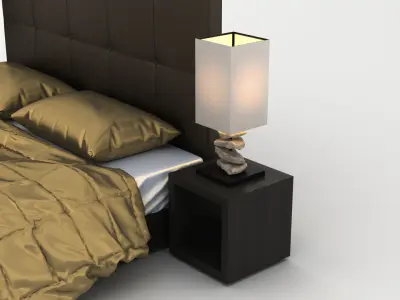 Contemporary Double Bed Setup 003 3D model