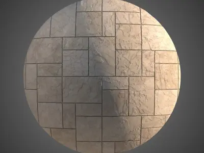 8K Large Area Natural stone pavers 02 - 6 Variations Texture