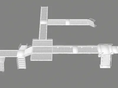 stairs building with Low-poly 3D model