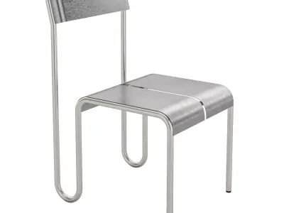 Stainless Steel Table and Chair 3D model