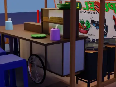 Warung Pecel Lele Lowpoly Isometric Low-poly 3D model