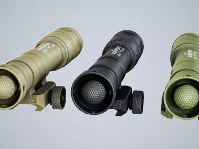 Tactical Flash Light SureFire M600v Led IR Rifle Weapon Mounted Low-poly 3D model