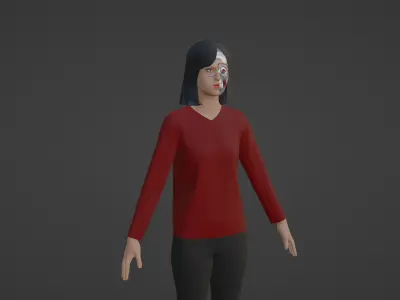 Cyber Character - Robot Woman Low-poly 3D model