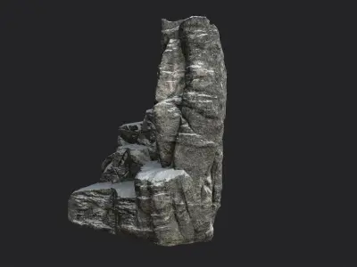 Snowy Cliff Rock 002 Low-poly 3D model