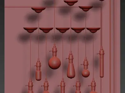 Vintage style pendant lights 3D model