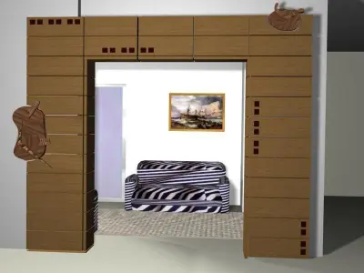 Living Room passage Low-poly 3D model