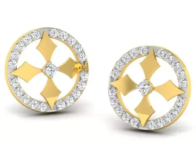 Rose Gold Diamond Women Earring 3D print Model 3D print model 9