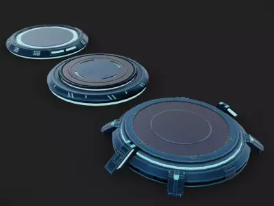 SciFi Podiums Low-poly 3D model