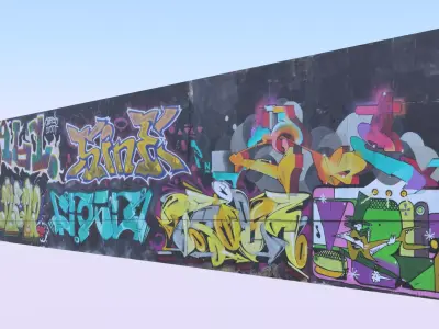 Big graffiti wall 3D model