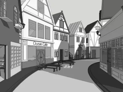 Town street 3D model purchase