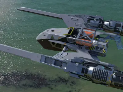 Fully rigged animated Space Fighter 3D model