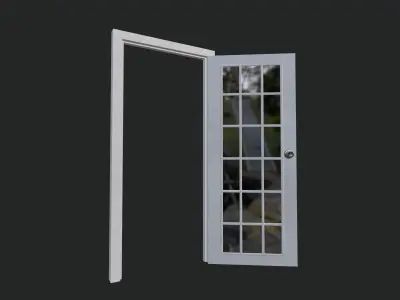 White French Door with Glass Panels 3D model