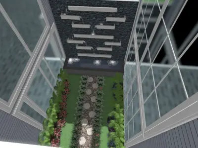 Cascading Waterfall Design Water Wall 3D model