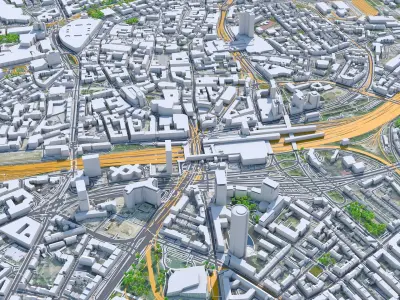 Essen Downtown Germany  Low-poly 3D model