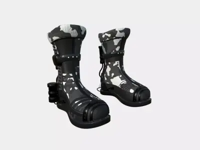 SciFi Boots A09 Black Camouflage - Character Design Fashion Low-poly 3D model