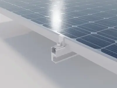 Solar panels with mounting to roof 3D model