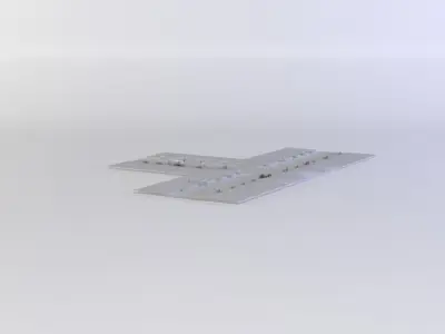 Road with weed Low-poly 3D model