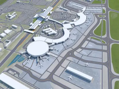 Lyon - Saint Exupery Airport 10km Low-poly 3D model