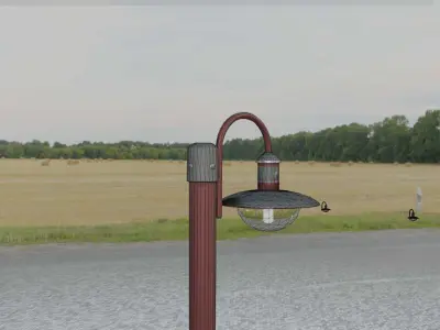 Street Light -7- Red Version -1 Lamp- Low-poly 3D model