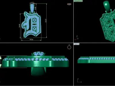 Tattoo fonts D alphabet pendent 3D print model