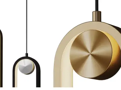 Metal Single Pendant Lamp RL004 corona Low-poly 3D model